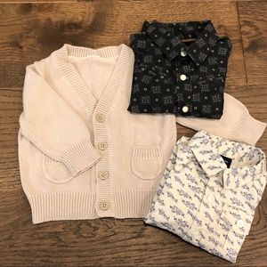 🦊 BABY GAP 2 BUTTON DOWN + CARDIGAN SET